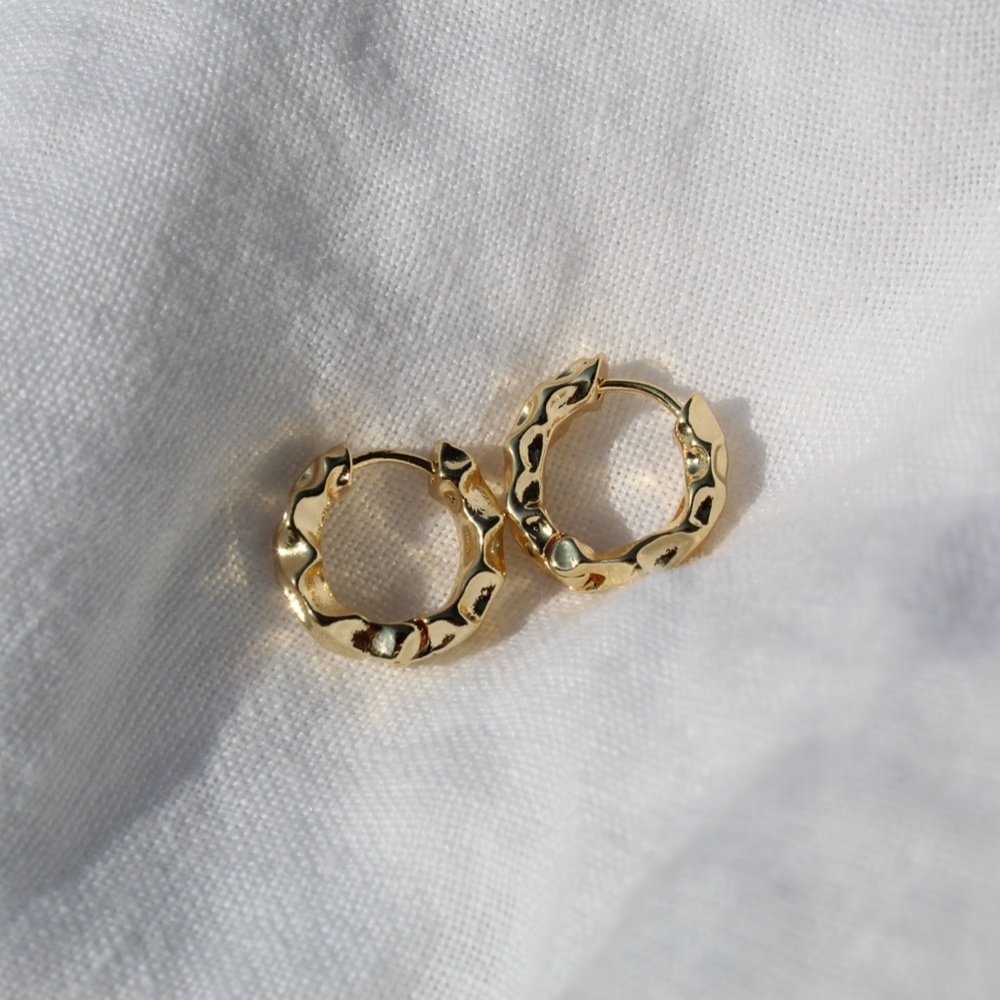 Chunky Textured Gold Hoop Earrings